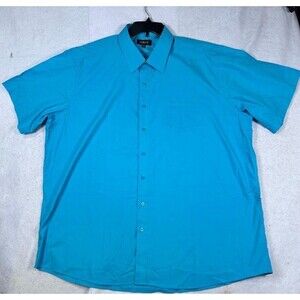 Omega Italy Mens Button Down Shirt 3XL Blue Short Sleeve Casual Cotton Blend